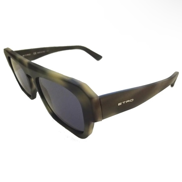 $385 Etro Navigator Sunglasses Matte Havana Gray Thick Frame Gray Lens Italy - Picture 6 of 13
